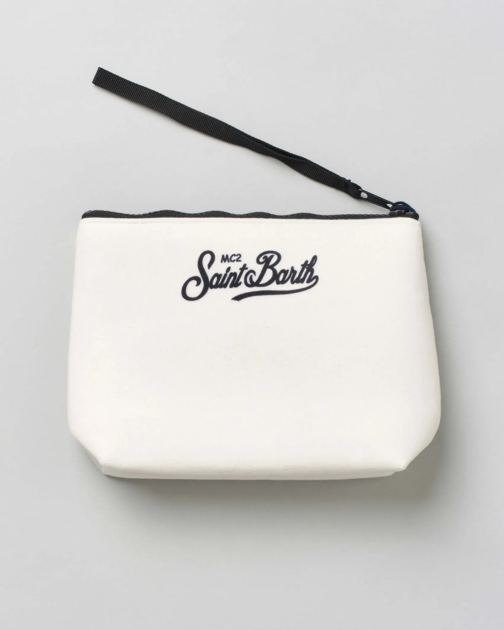 Pochette MC2 Saint Barth bianca effetto scuba con scritta Cortina e cuore stampati
