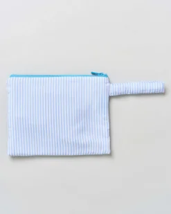 Pochette MC2 Saint Barth in cotone a righine bianche e azzurre