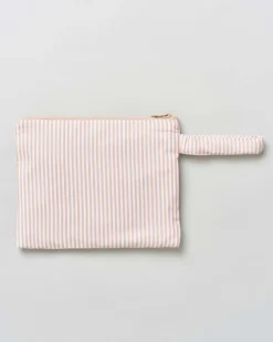 Pochette MC2 Saint Barth in cotone a righine bianche e beige
