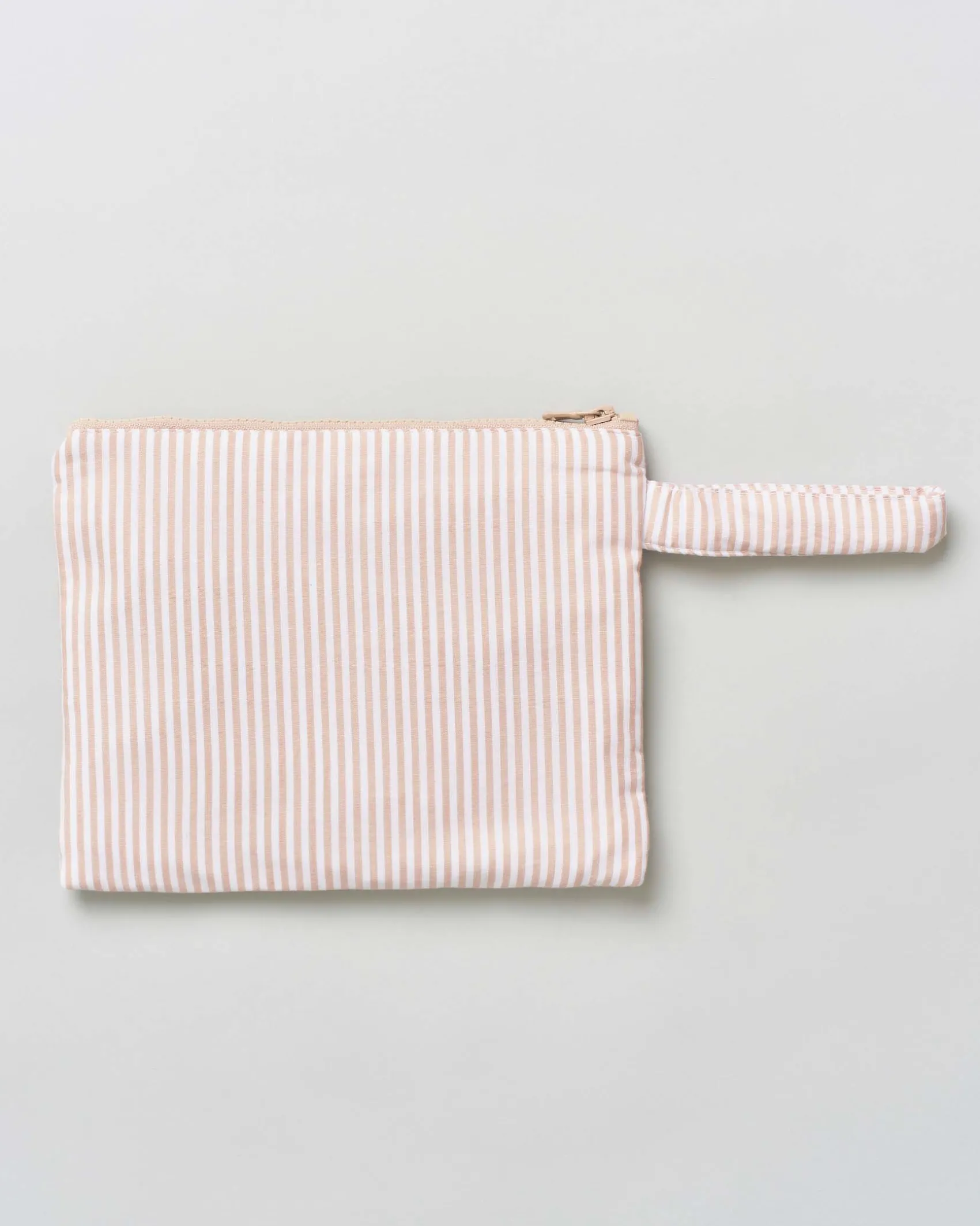 Pochette MC2 Saint Barth in cotone a righine bianche e beige