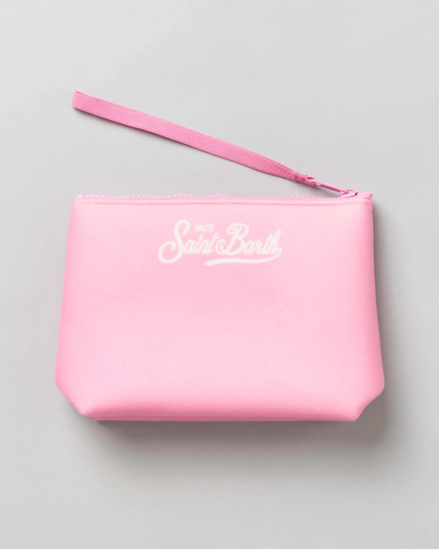 Pochette MC2 Saint Barth rosa effetto scuba con scritta Cortina e cuore stampati