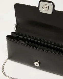 Pochette nera Marella in similpelle liscia con fibbia logo dorata e doppia tracolla rimovibile