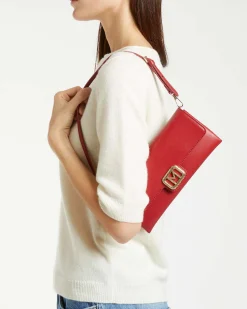 Pochette rossa Marella in similpelle liscia con fibbia logo dorata e doppia tracolla rimovibile