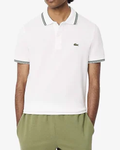 Polo bianca mezza manica regular fit L.12.12 con bordino verde