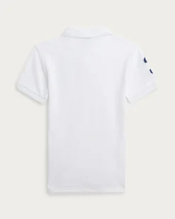Polo bianca Ralph Lauren mezza manica con maxi logo pony e numero 3