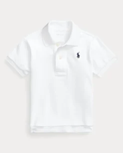 Polo bianca Ralph Lauren in cotone a maniche corte con logo pony blu
