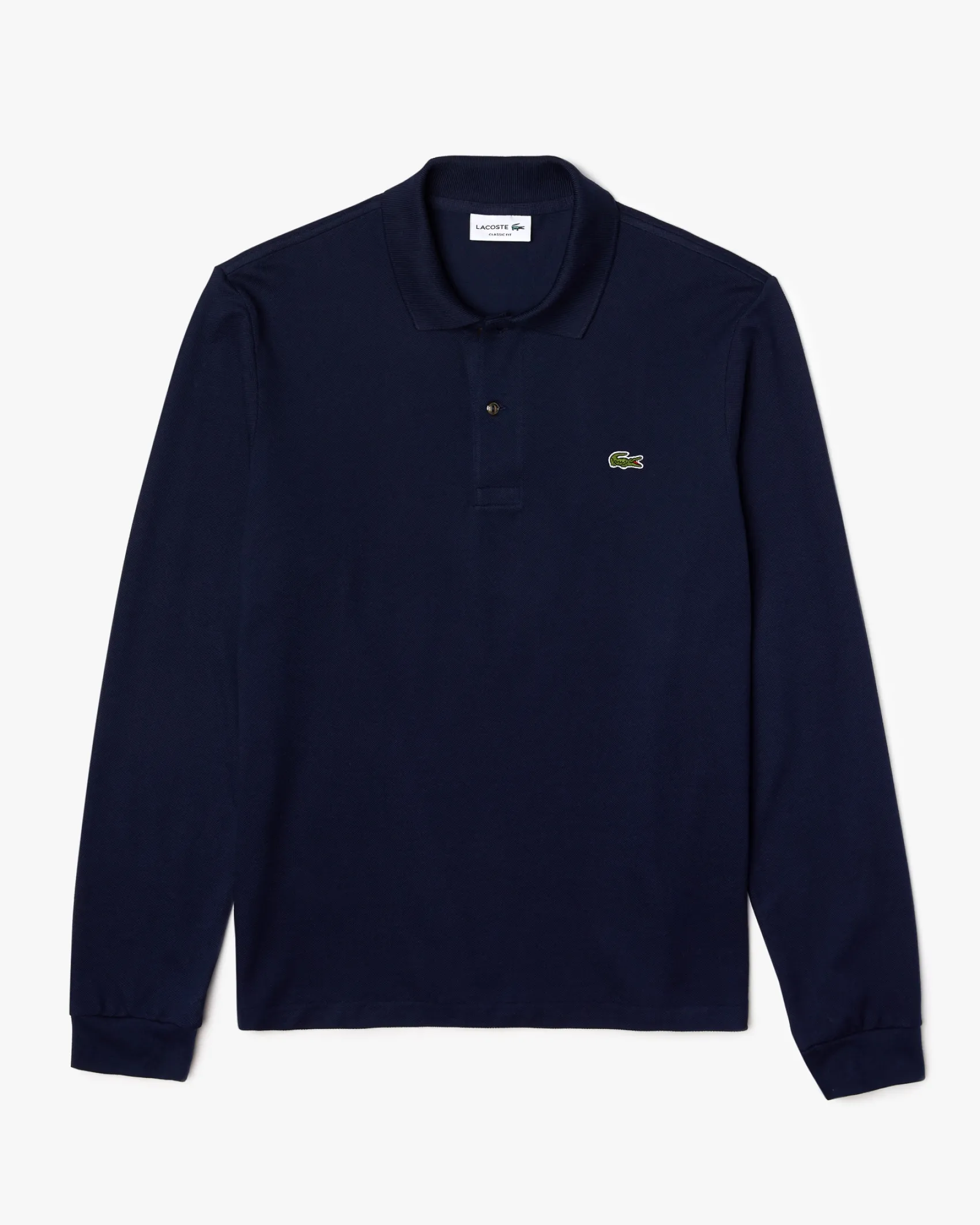 Polo blu manica lunga classic fit L.13.12 in petit piqué