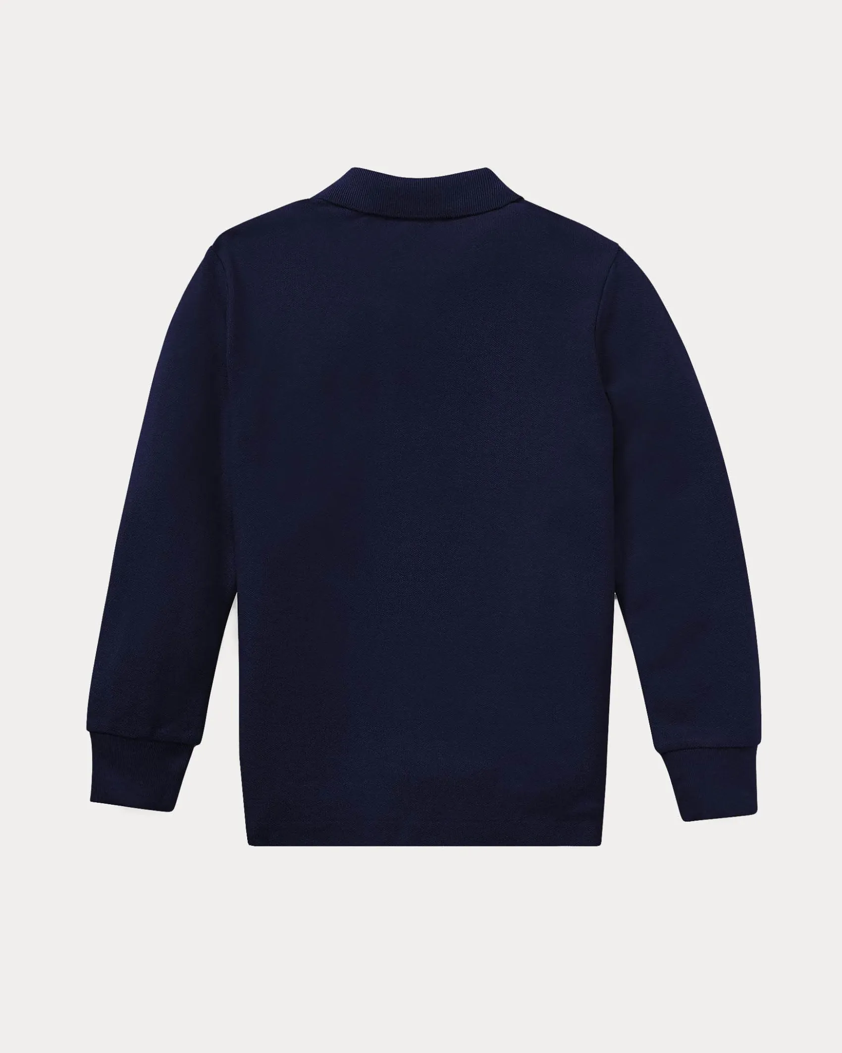 Polo blu Ralph Lauren in piqué di cotone a maniche lunghe