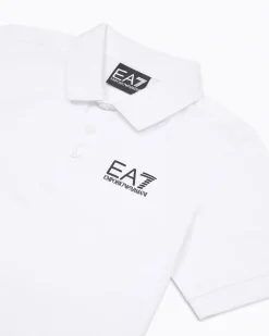 Polo EA7 bianca mezza manica in jersey di cotone