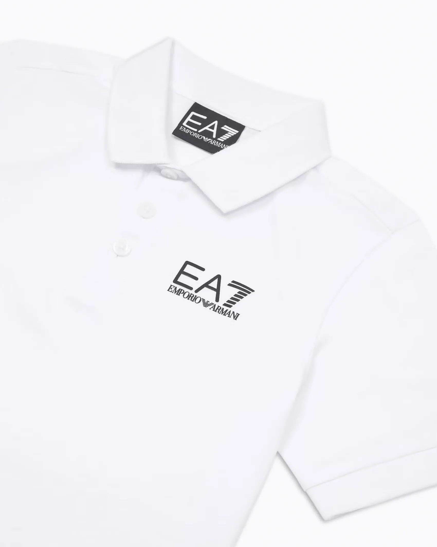 Polo EA7 bianca mezza manica in jersey di cotone