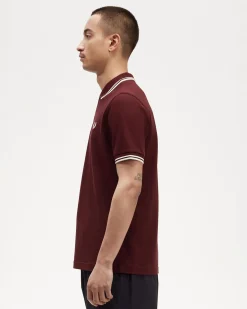 Polo Fred Perry bordeaux mezza manica con bordino bianco