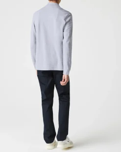 Polo grigio melange manica lunga classic fit L.13.13 in petit piqué chiné