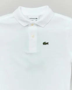 Polo Lacoste bianca piqué di puro cotone