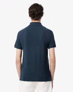 Polo Lacoste blu indaco slim fit PH4012 in petit piqué