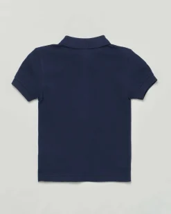 Polo Lacoste blu piqué di puro cotone