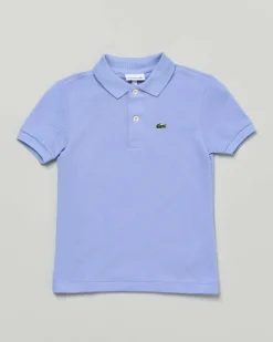 Polo Lacoste celeste piqué di puro cotone