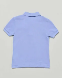 Polo Lacoste celeste piqué di puro cotone