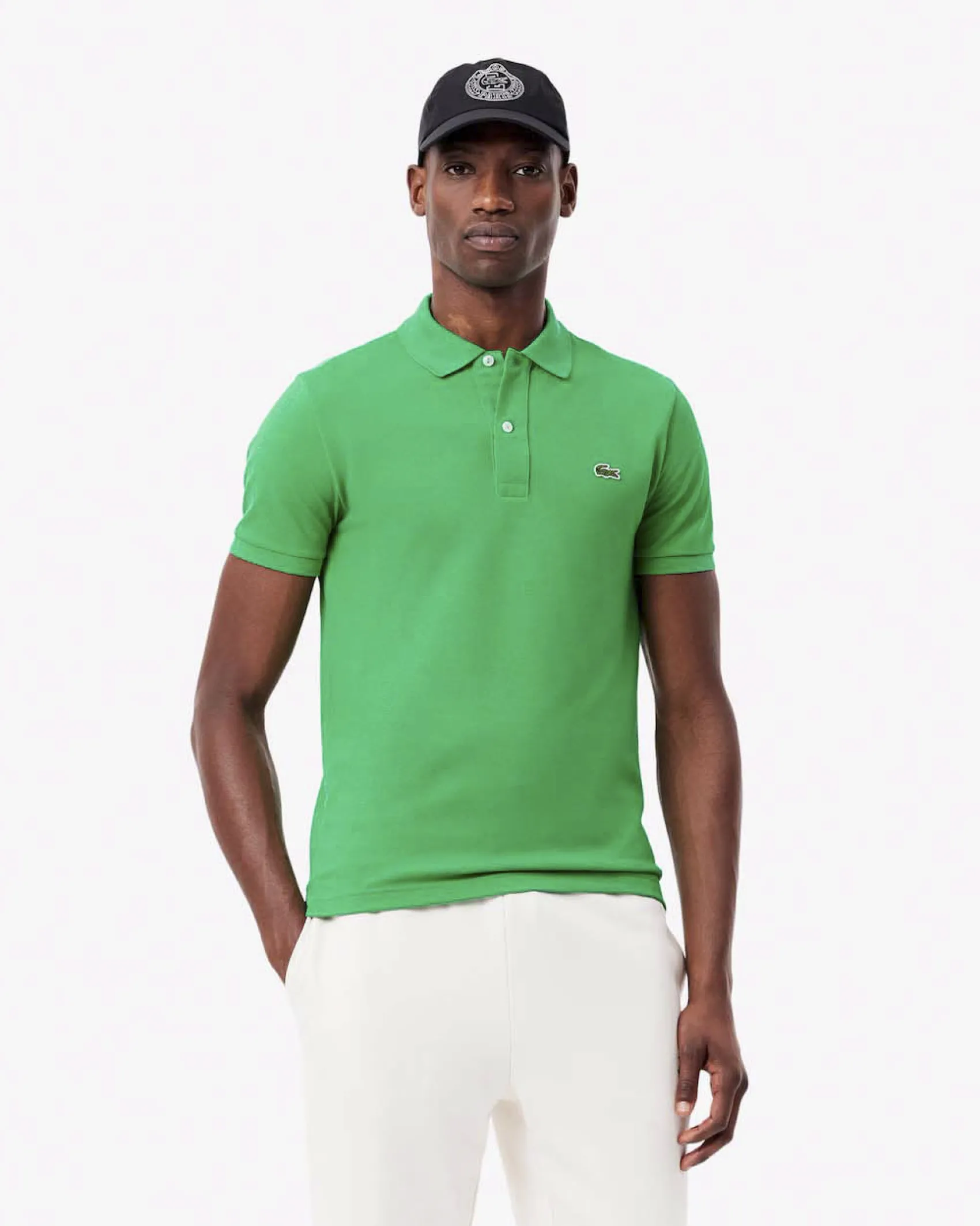 Polo Lacoste verde prato slim fit PH4012 in petit piqué