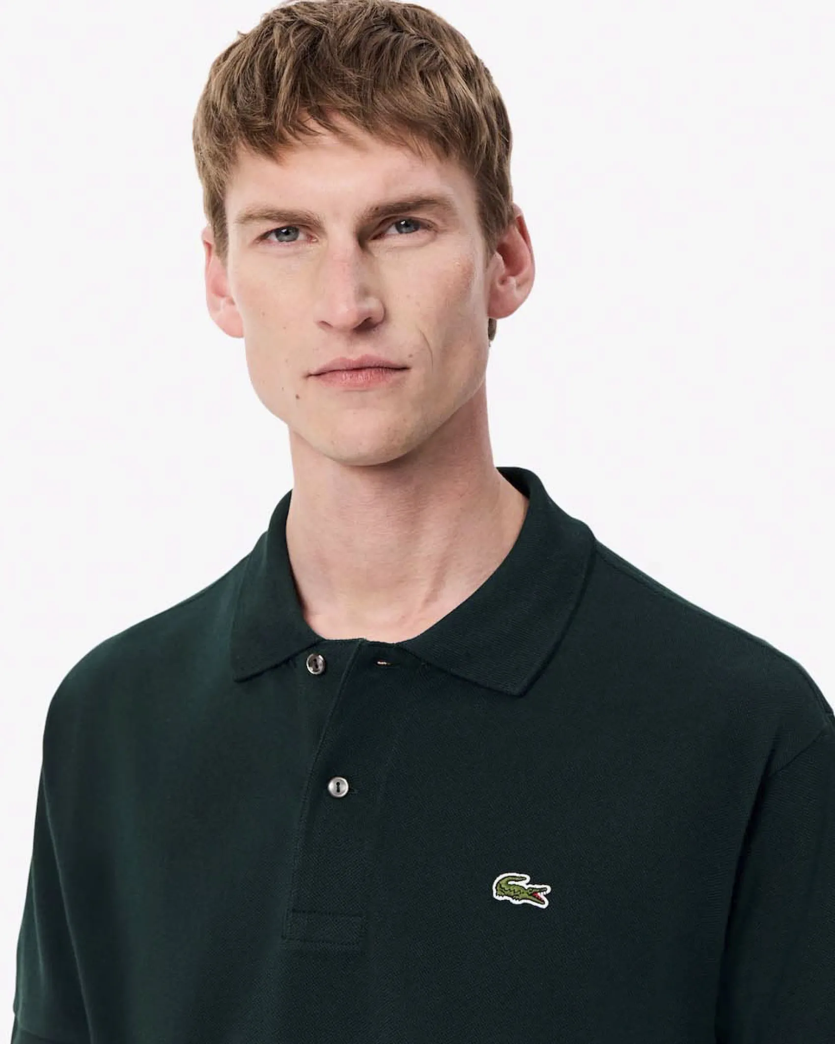 Polo Lacoste verde scuro classic fit L.12.12 in petit piqué