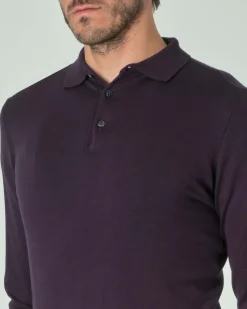 Polo manica lunga Paul Baker blu in maglia di viscosa