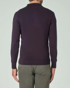 Polo manica lunga Paul Baker blu in maglia di viscosa