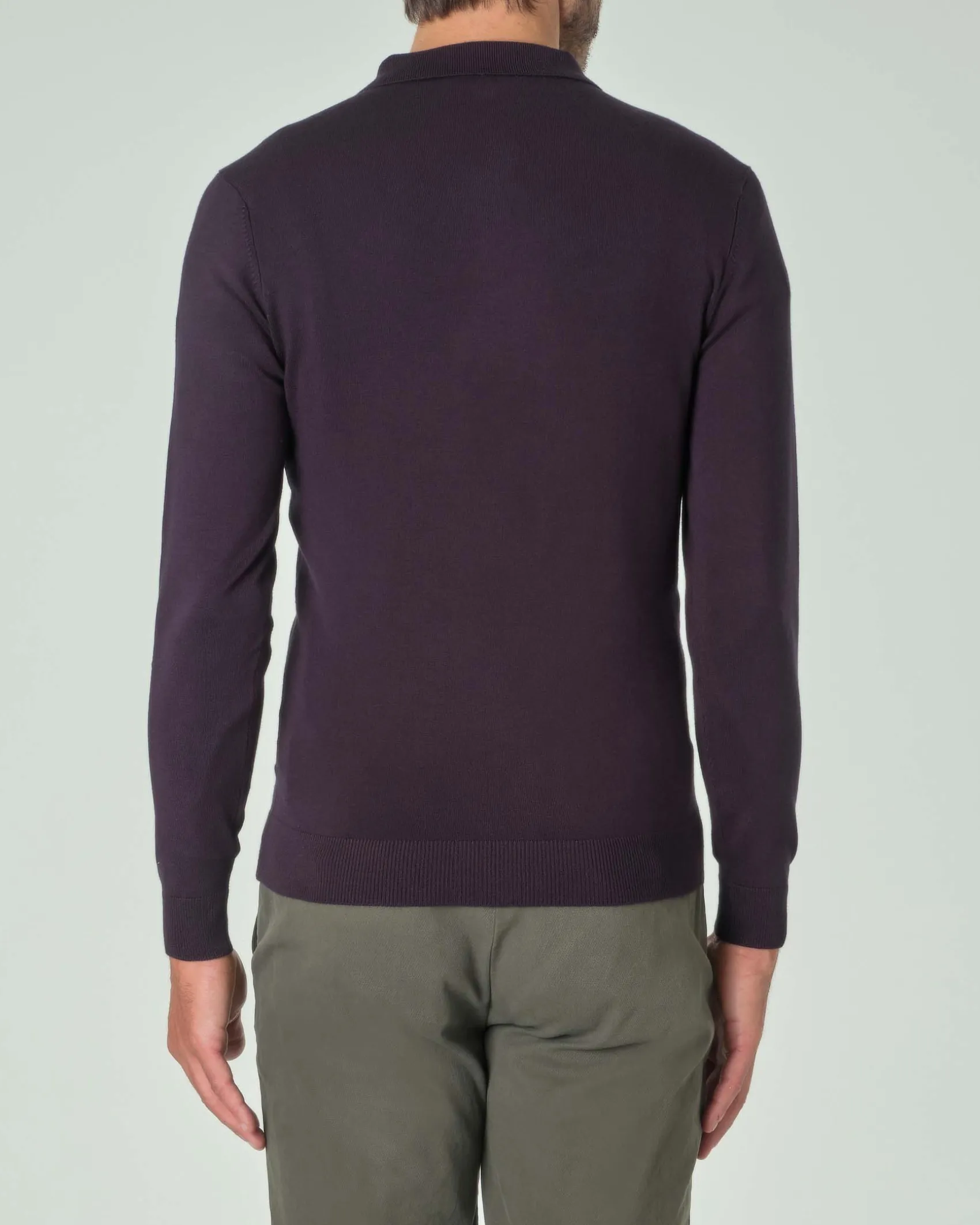 Polo manica lunga Paul Baker blu in maglia di viscosa