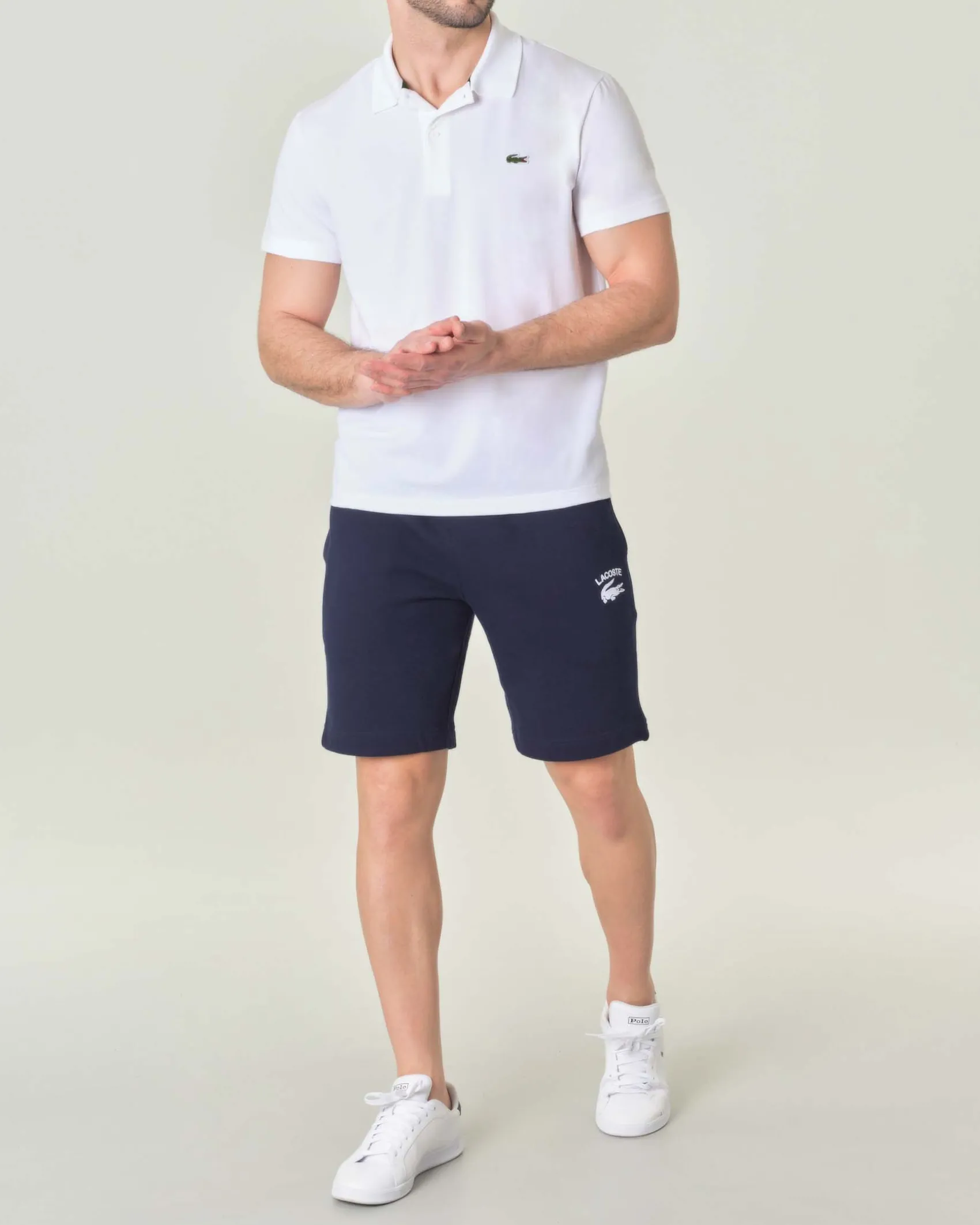 Polo mezza manica bianca in cotone organico stretch punto wafer