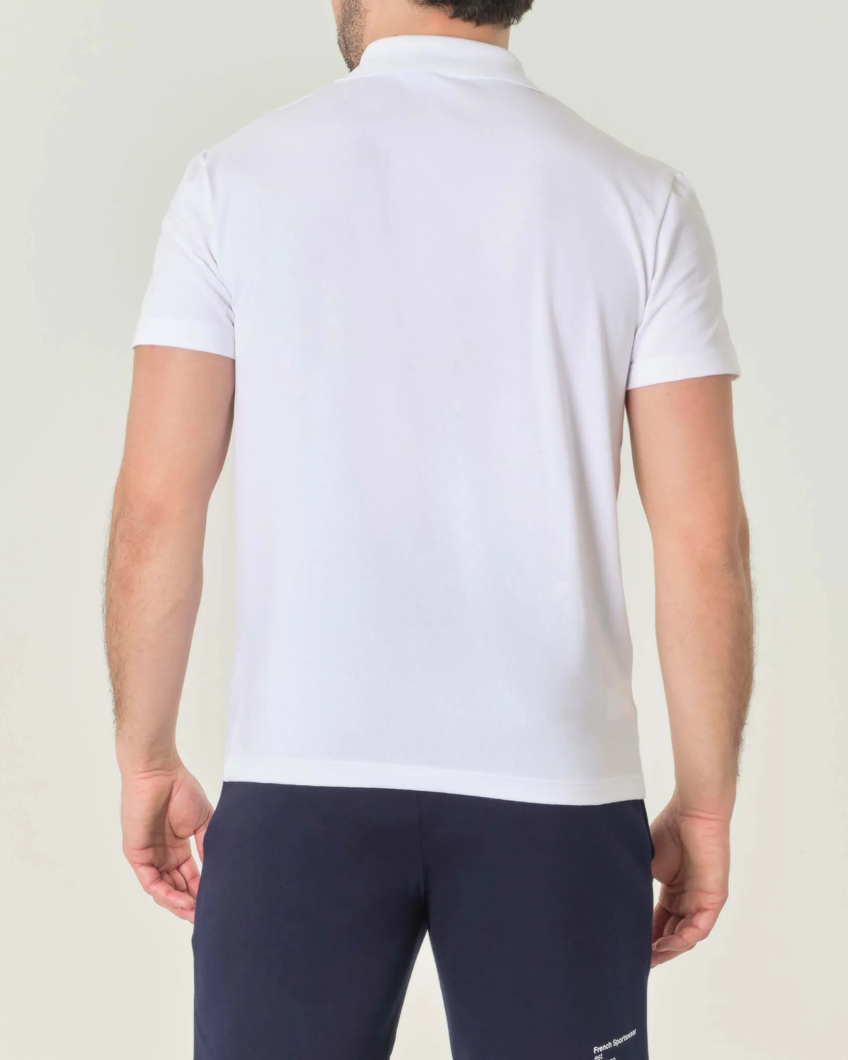 Polo mezza manica bianca in cotone organico stretch punto wafer