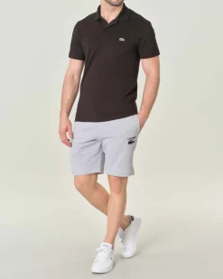 Polo mezza manica nera in cotone organico stretch punto wafer