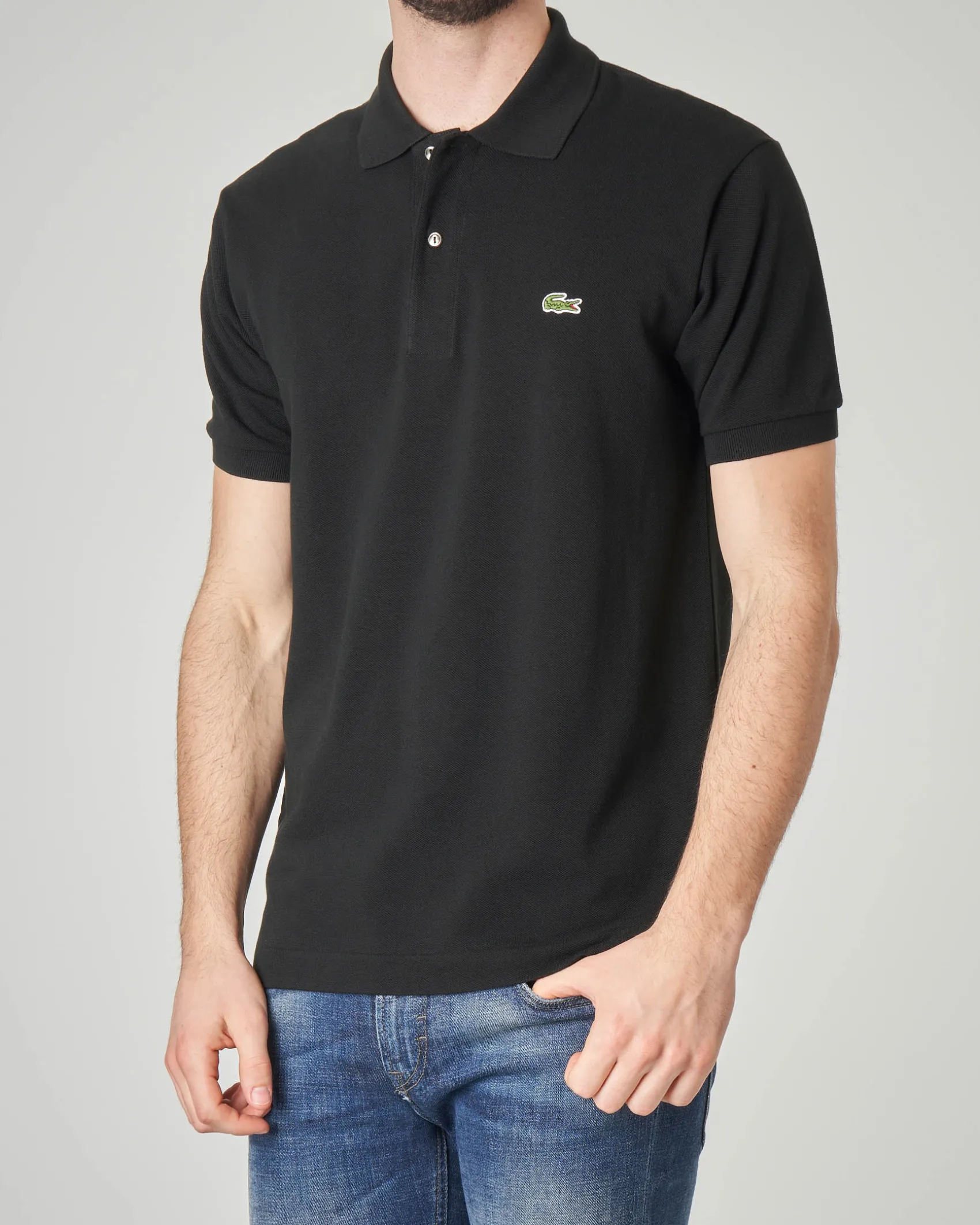 Polo nera classic fit L.12.12 in petit piqué