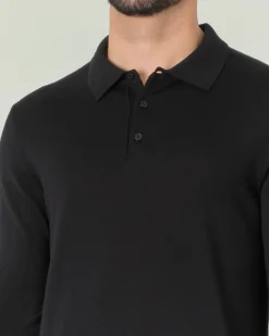 Polo Pellizzari nera in maglia di lana merino