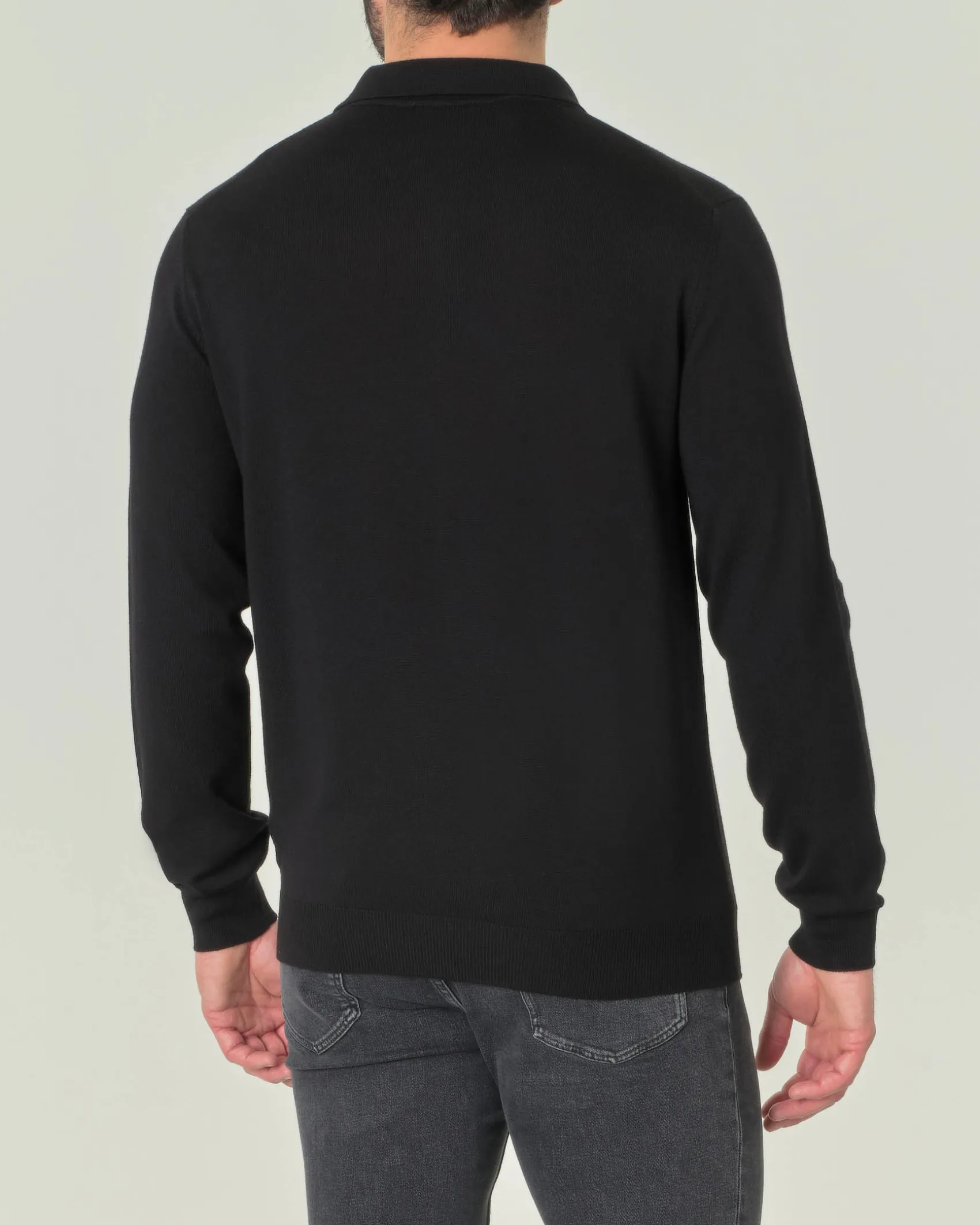 Polo Pellizzari nera in maglia di lana merino