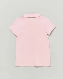 Polo rosa Ralph Lauren a maniche corte in cotone stretch con logo pony bianco