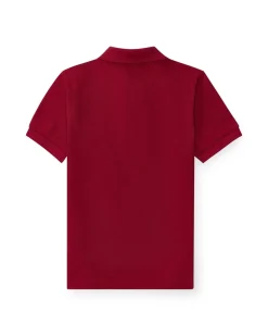 Polo rossa Ralph Lauren in piquet tinta unita con logo pony piccolo