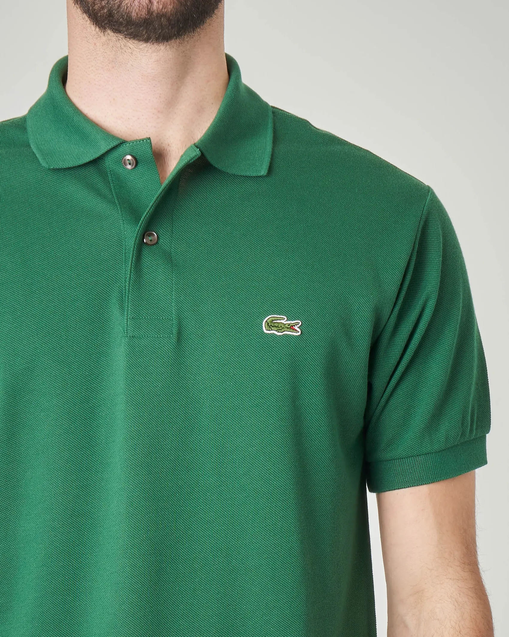 Polo verde classic fit L.12.12 in petit piqué