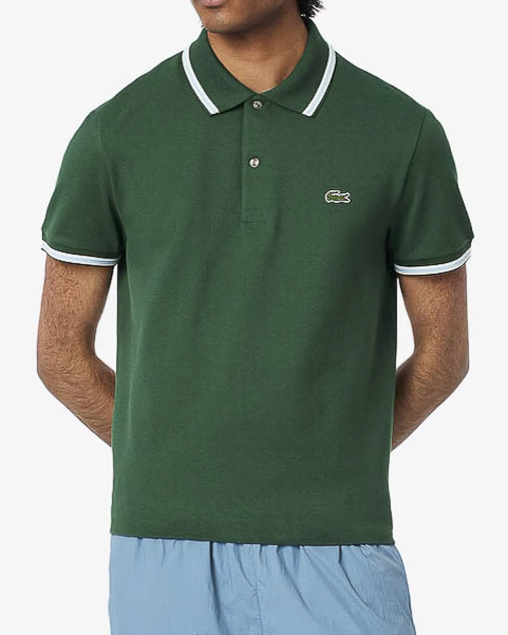 Polo verde mezza manica regular fit L.12.12 con bordino bianco