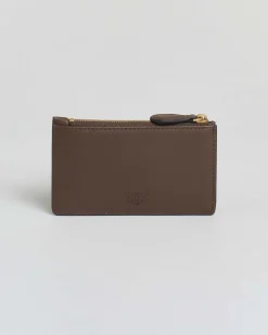 Porta carte di credito Pinko marrone in pelle con fibbia Lover Birds dorata