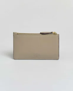 Porta carte di credito Pinko color tortora in pelle con fibbia Lover Birds dorata