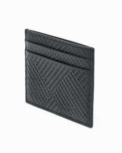 Portacarte Armani Exchange nero in pelle con logo in rilievo all over
