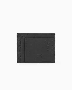 Portacarte Armani Exchange nero in pelle saffiano