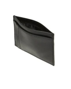 Portacarte AX nero in pelle liscia con logo