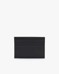 Portacarte Lacoste nero in pelle con logo coccodrillo in metallo