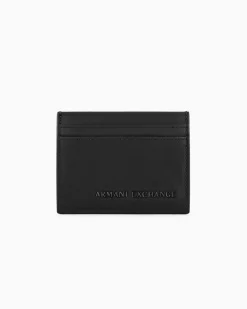 Portacarte nero Armani Exchange in similpelle martellata