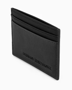 Portacarte nero Armani Exchange in similpelle martellata