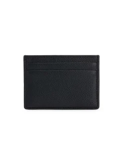 Portacarte nero Boss in similpelle martellata con logo in tono