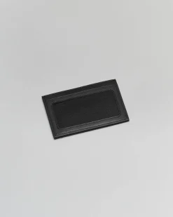 Portacarte nero in pelle con logo inciso