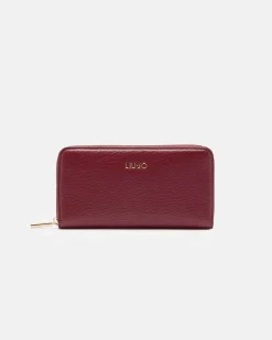 Portafogli Liu Jo Accessories bordeaux in similpelle martellata