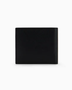 Portafoglio Armani Exchange nero in pelle martellata con portamonete