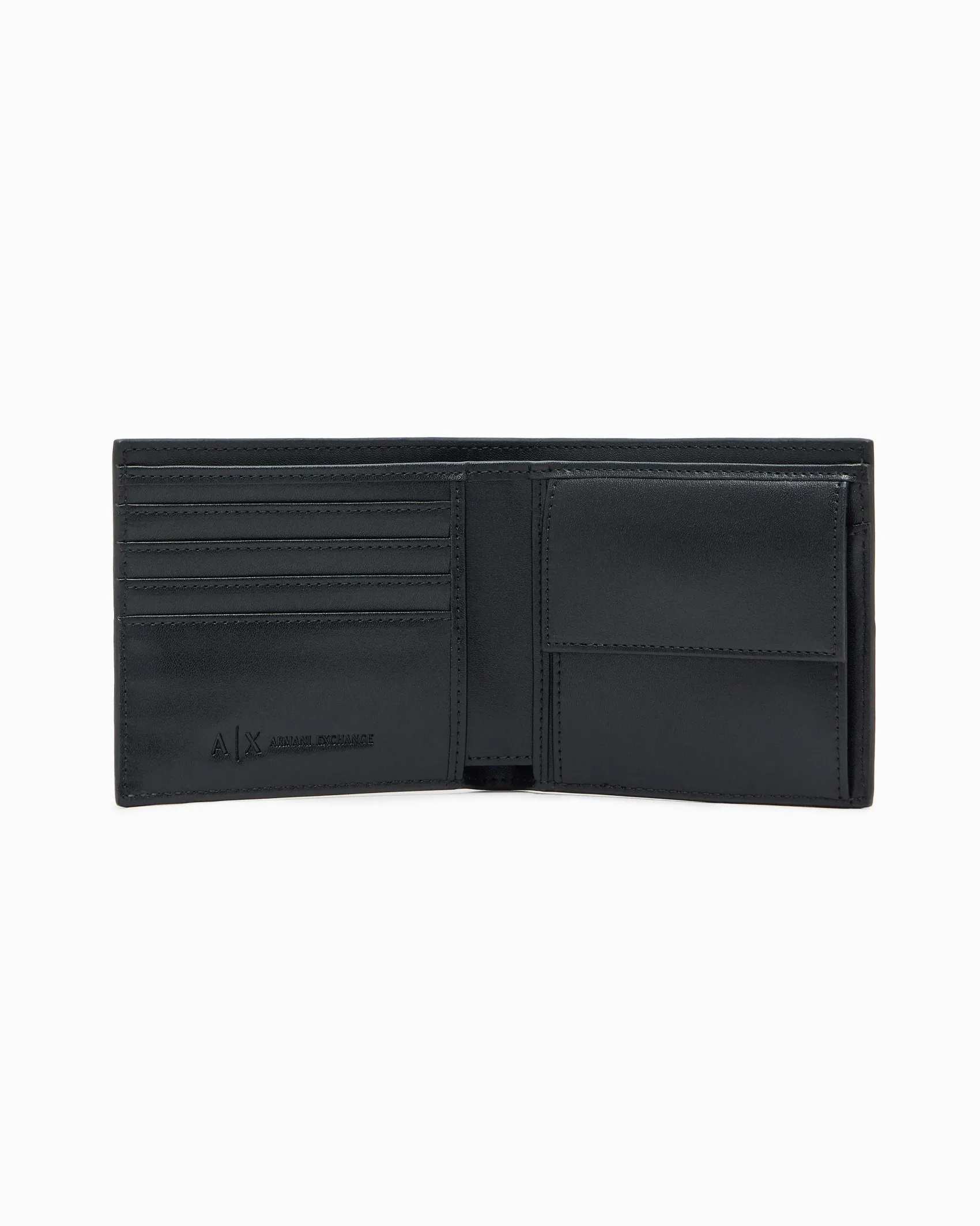 Portafoglio Armani Exchange nero con dettagli in rilievo e finitura martellata