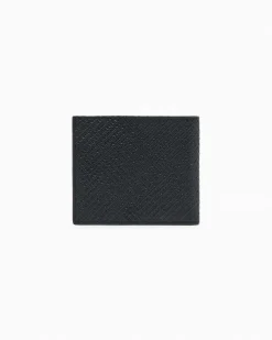 Portafoglio Armani Exchange nero in pelle con logo in rilievo all over